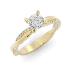 Faint Glow twisted Shank Natural Round  Diamond Engagement Ring