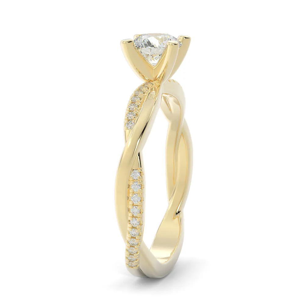 Faint Glow twisted Shank Natural Round  Diamond Engagement Ring