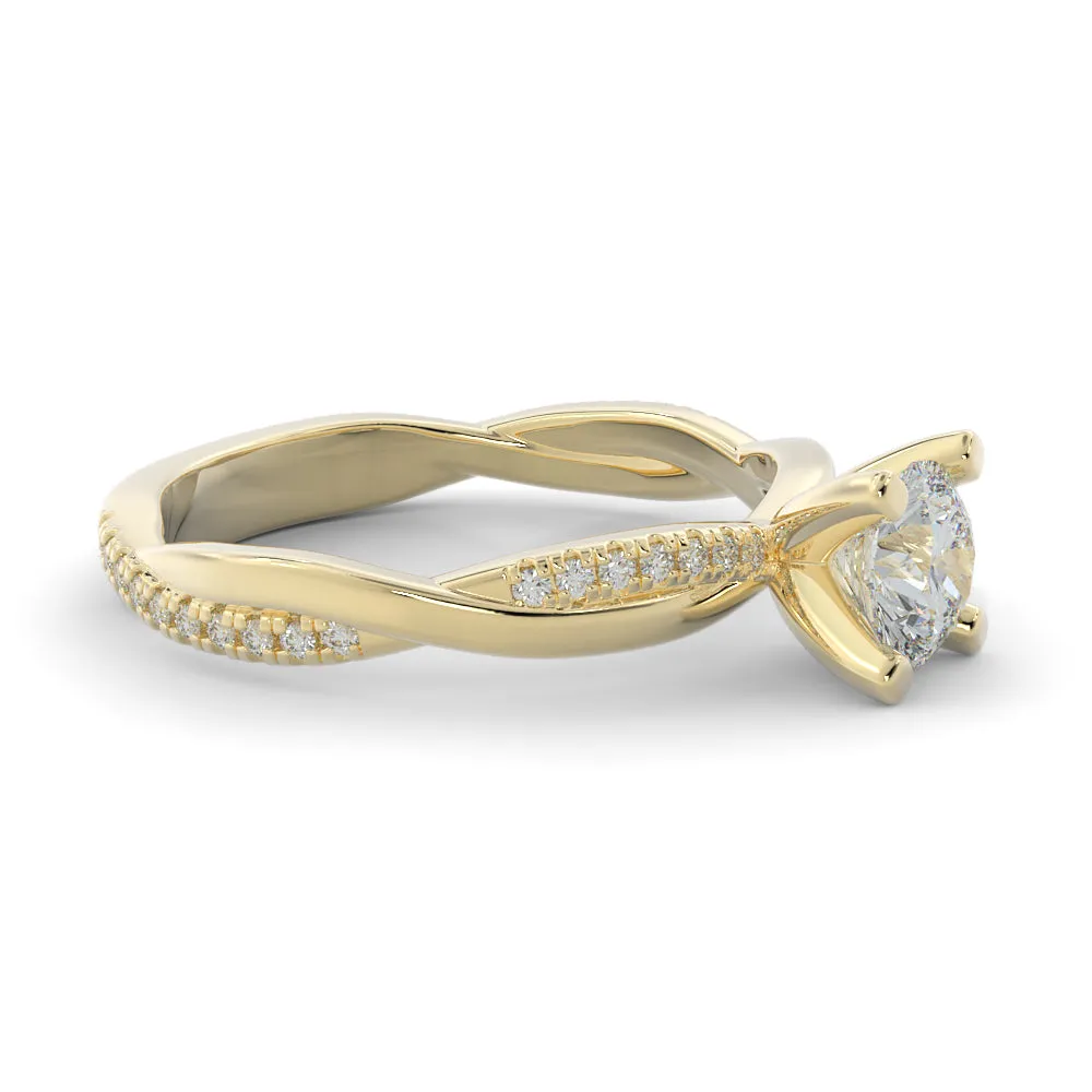 Faint Glow twisted Shank Natural Round  Diamond Engagement Ring