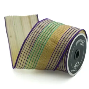 Farrisilk 4" Tinsel Stripes: Mardi Gras (10 Yards) RK415-32