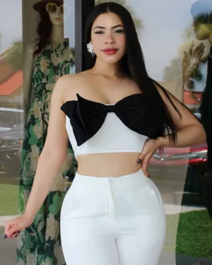 Fashion Icon Bow Crop  Top White|Black