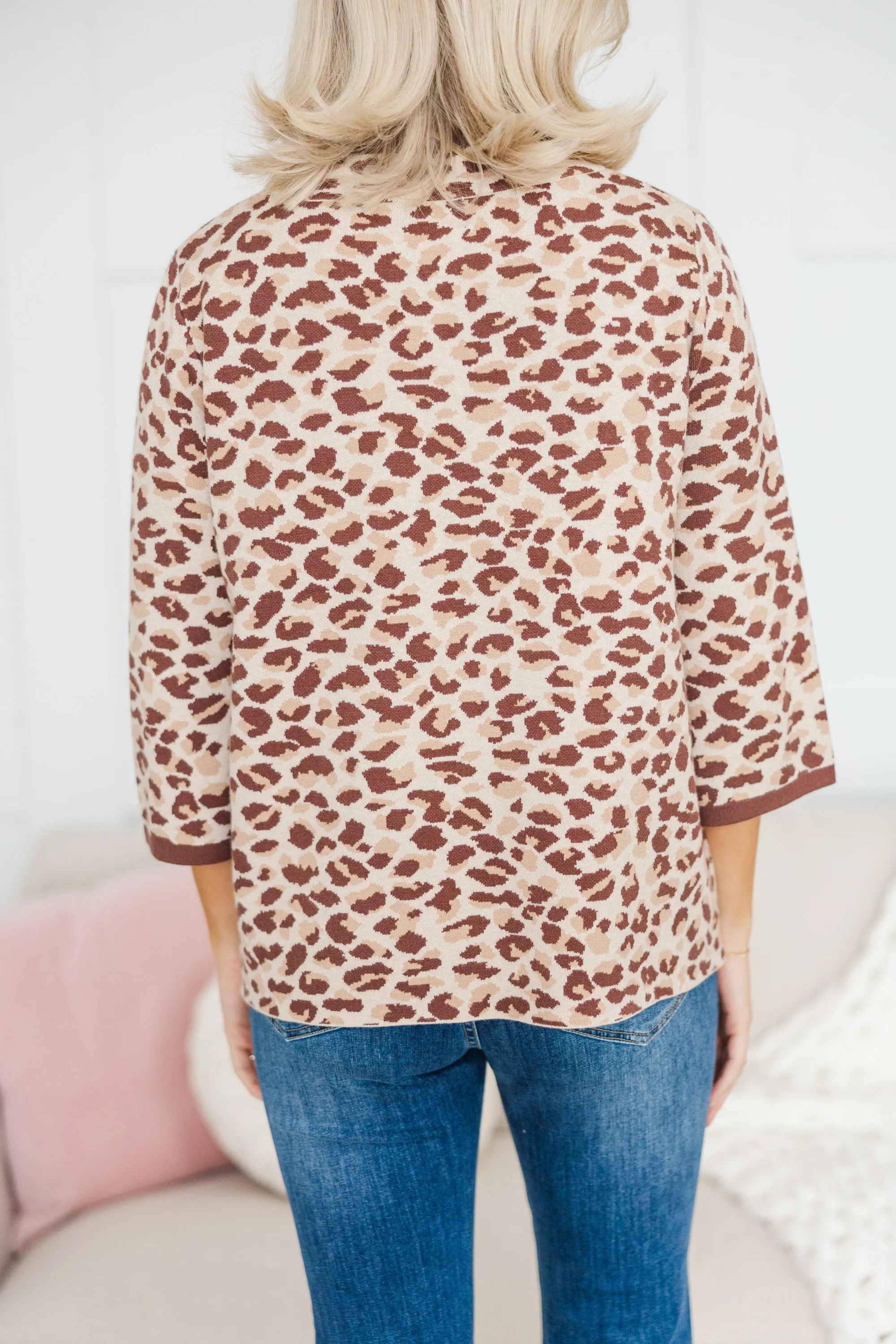 Fate: The Intrigue Taupe Leopard Sweater