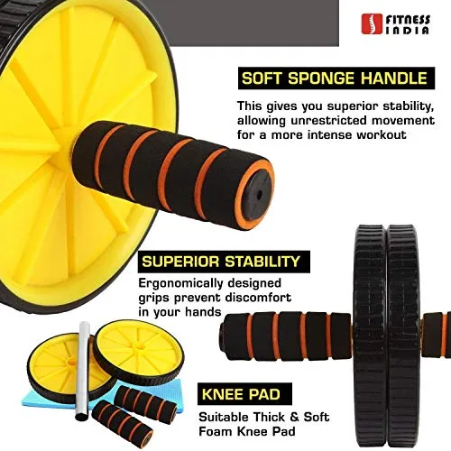 FITNESS INDIA™ AB Roller & Tummy Twister (Combo of 2) Waist Trimmer Body Toner Home Gym Equipment Abdominal Exercise - Multicolour