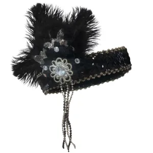 Flapper Headpiece - Deluxe Black/Silver