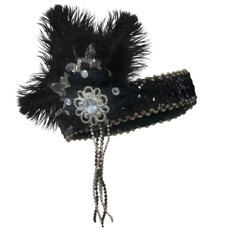 Flapper Headpiece - Deluxe Black/Silver
