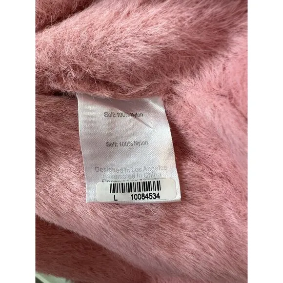 For Love &amp; Lemons Pink Fuzzy Button Cardigan Whitney Cropped, Romantic, SZ L EUC