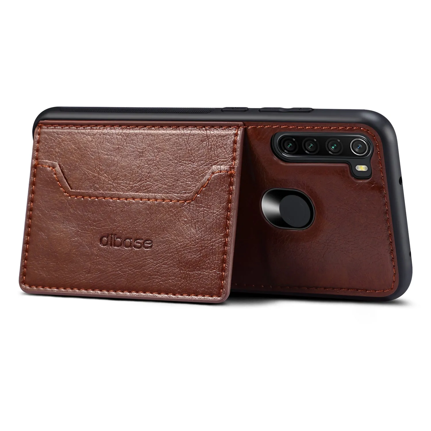 For Red Mi NOTE 8/8 Pro Cellphone Smart Shell 2-in-1 Textured PU Leather Card Holder Stand-viewing Overall Protection Case red