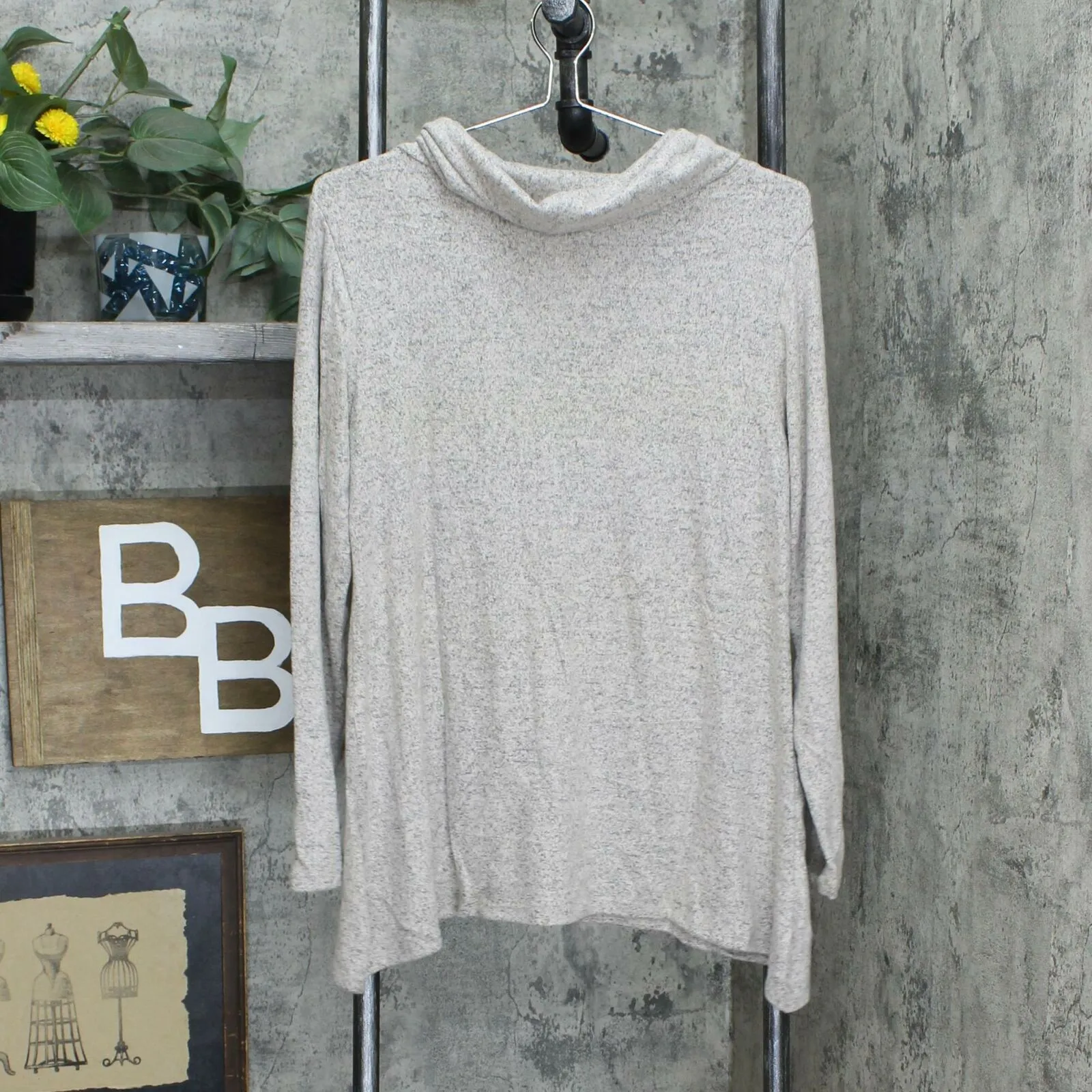 Forgotten Grace Women's Center Seam Knit Cowl Neck Sweater