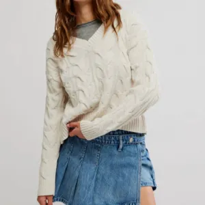 Free People - Washed Cable Knit Sweater