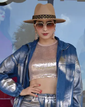 From My End Rose Gold Sequence Crop Top