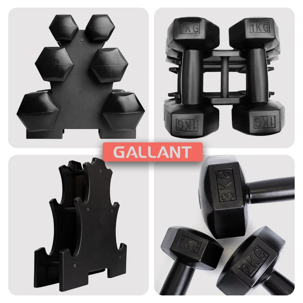 Gallant Hand Hex Weights Dumbbell Set with Rack - Weight Set with Rack