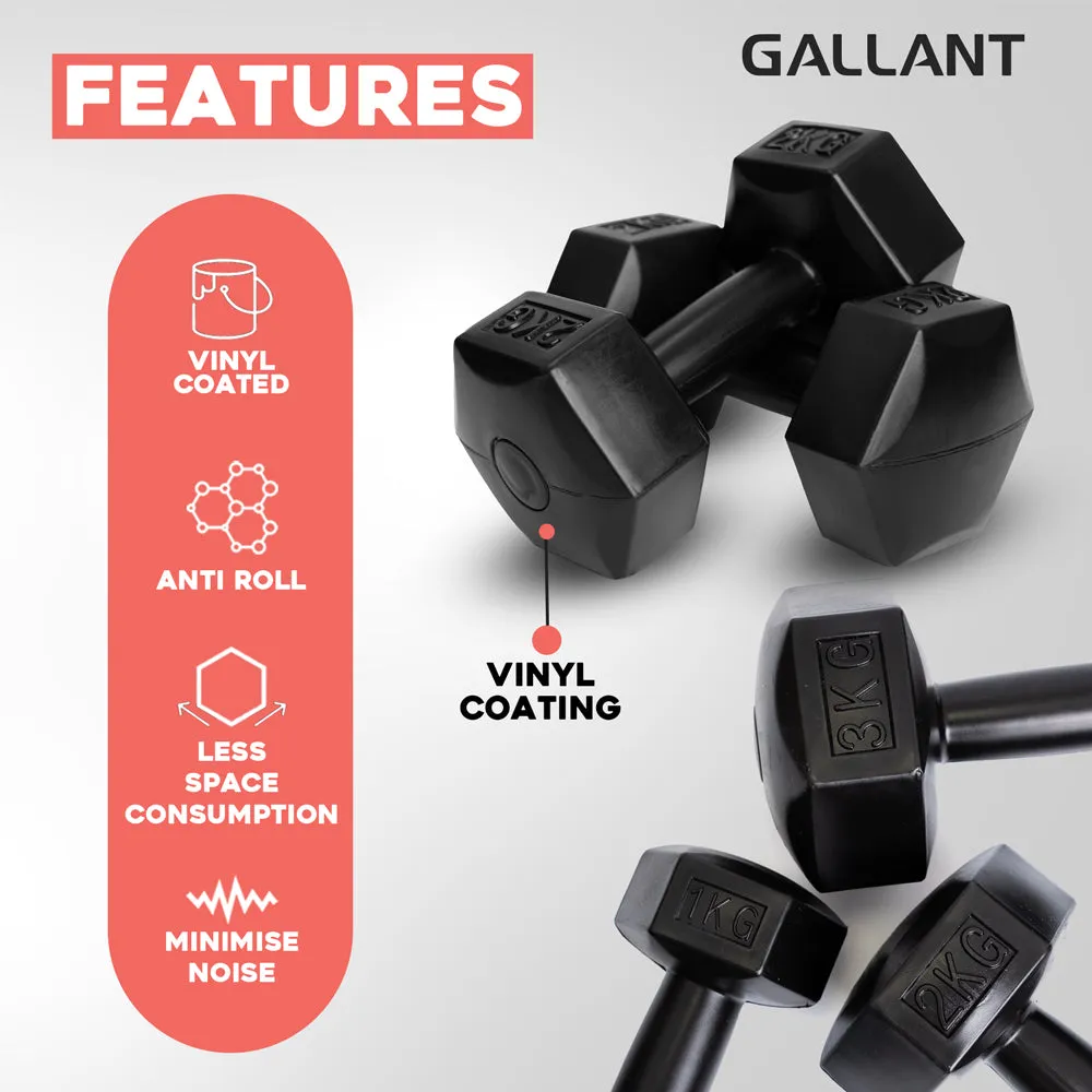 Gallant Hand Hex Weights Dumbbell Set with Rack - Weight Set with Rack