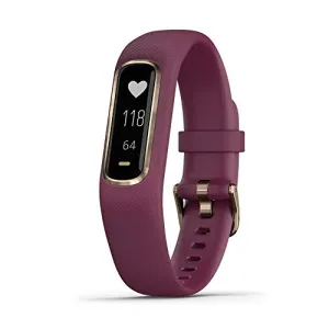 Garmin vivosmart 4, Activity and Fitness Tracker w/Pulse Ox and Heart Rate Monitor, Gold with Berry Band