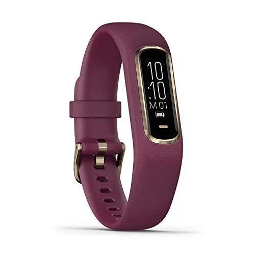 Garmin vivosmart 4, Activity and Fitness Tracker w/Pulse Ox and Heart Rate Monitor, Gold with Berry Band