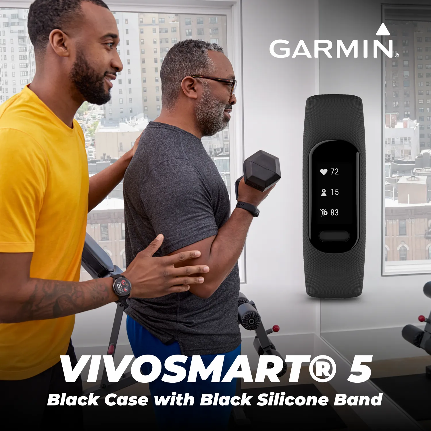 Garmin Vivosmart 5 Smart Fitness and Health Tracker, Black Case with Wearable4U Power Bank Bundle