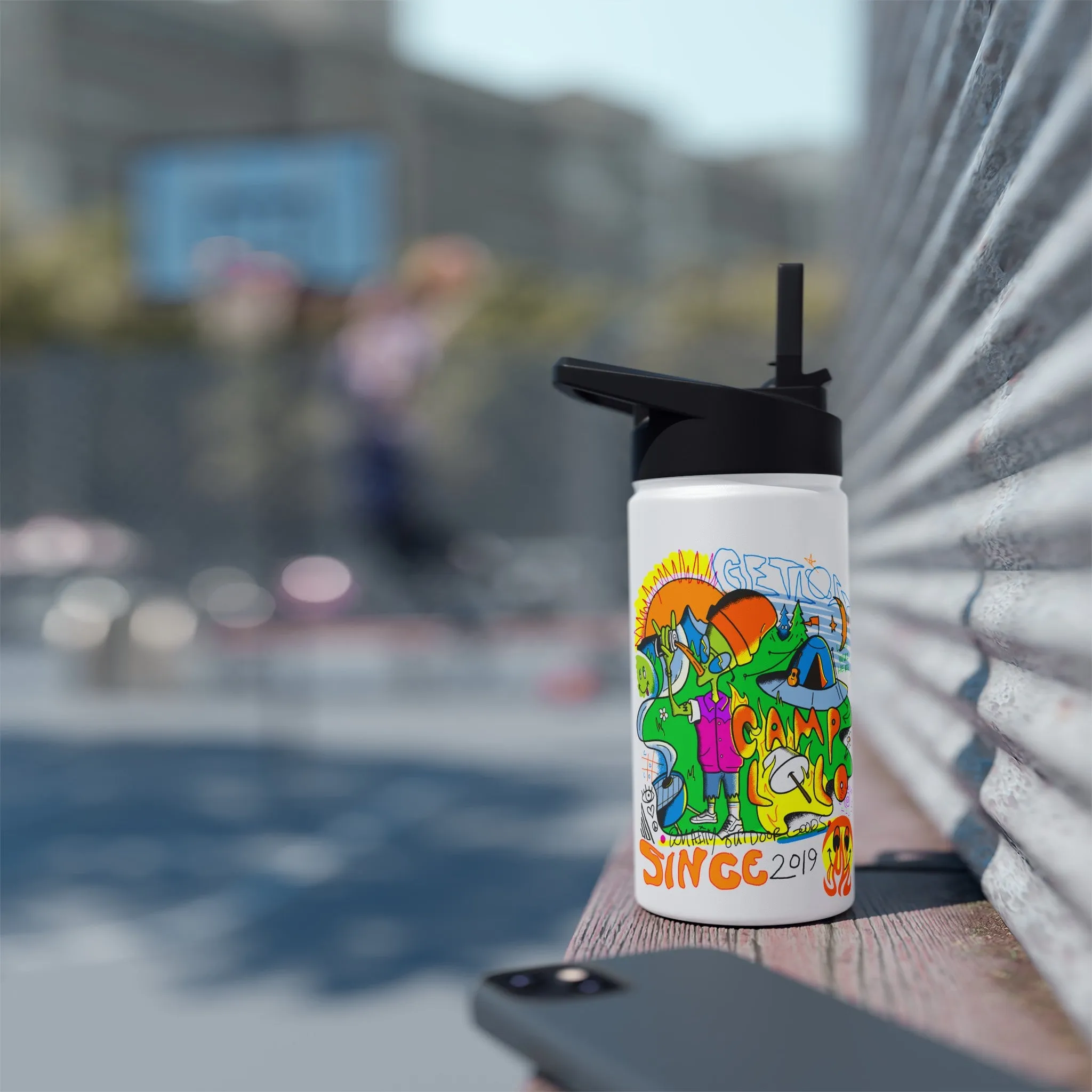 Get Lost Stainless Steel Water Bottle, Standard Lid