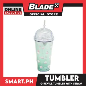 Gifts Tumbler Girlwill Design with Straw AP14701 (Assorted Designs and Colors)
