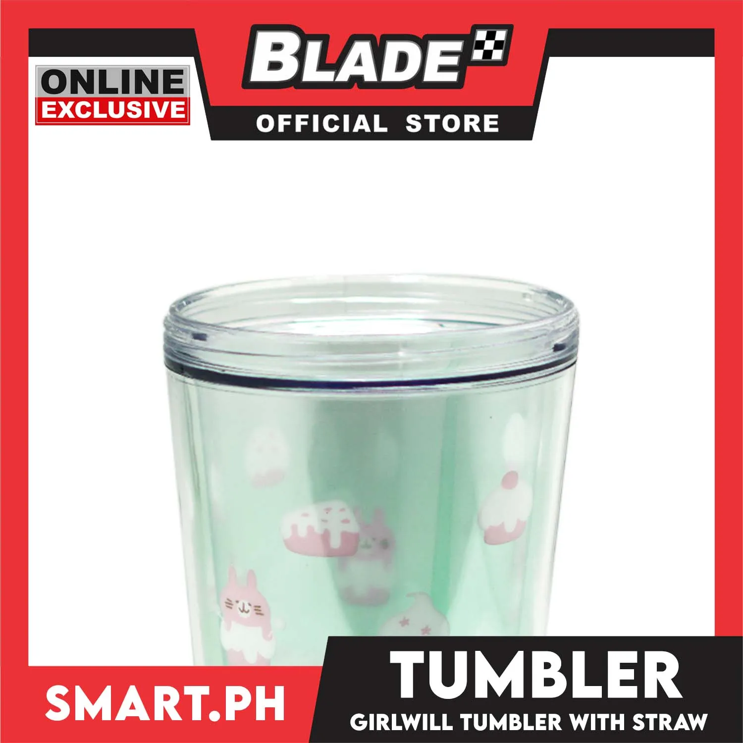 Gifts Tumbler Girlwill Design with Straw AP14701 (Assorted Designs and Colors)