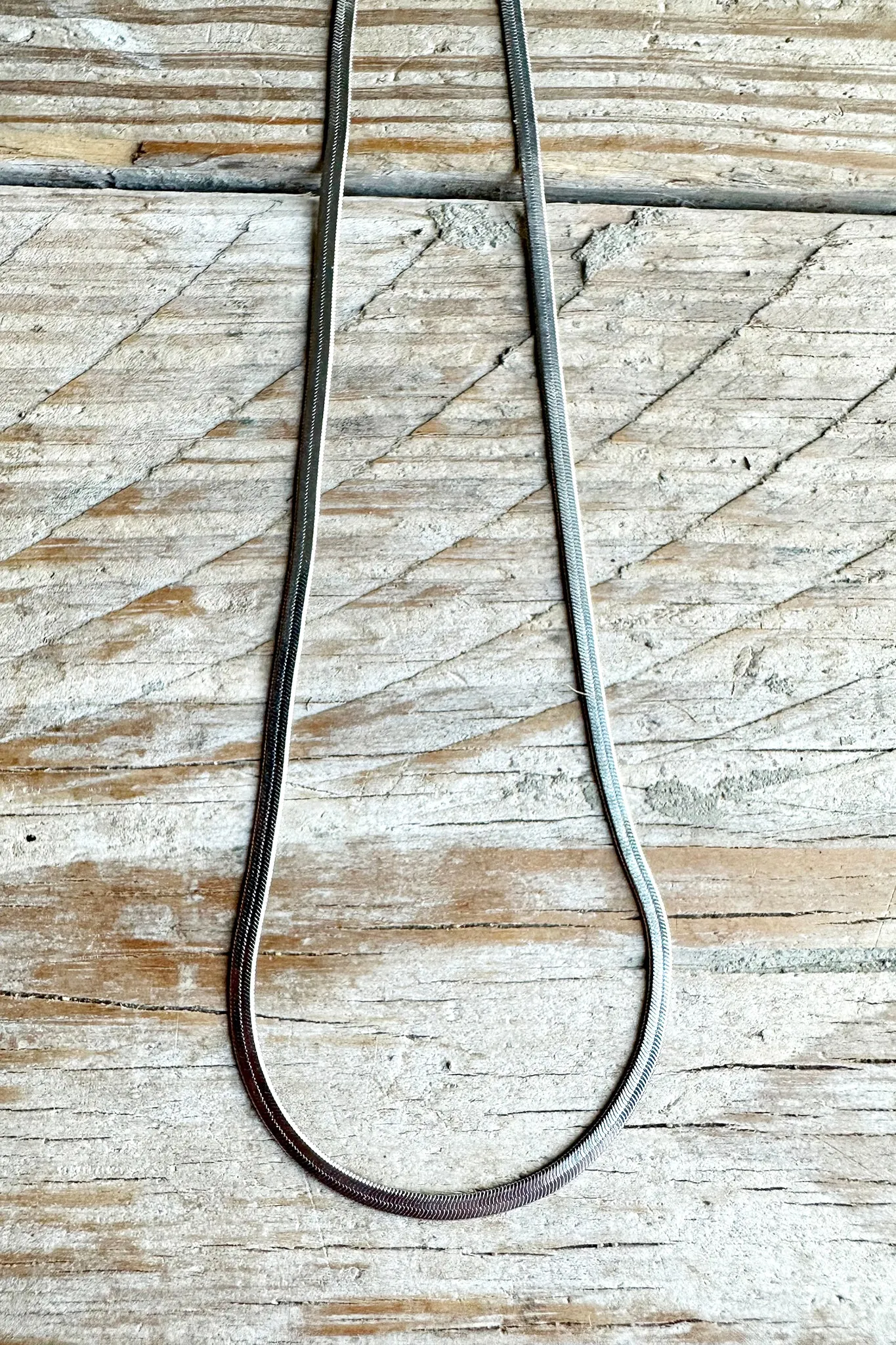 Girls Silver Herringbone Necklace