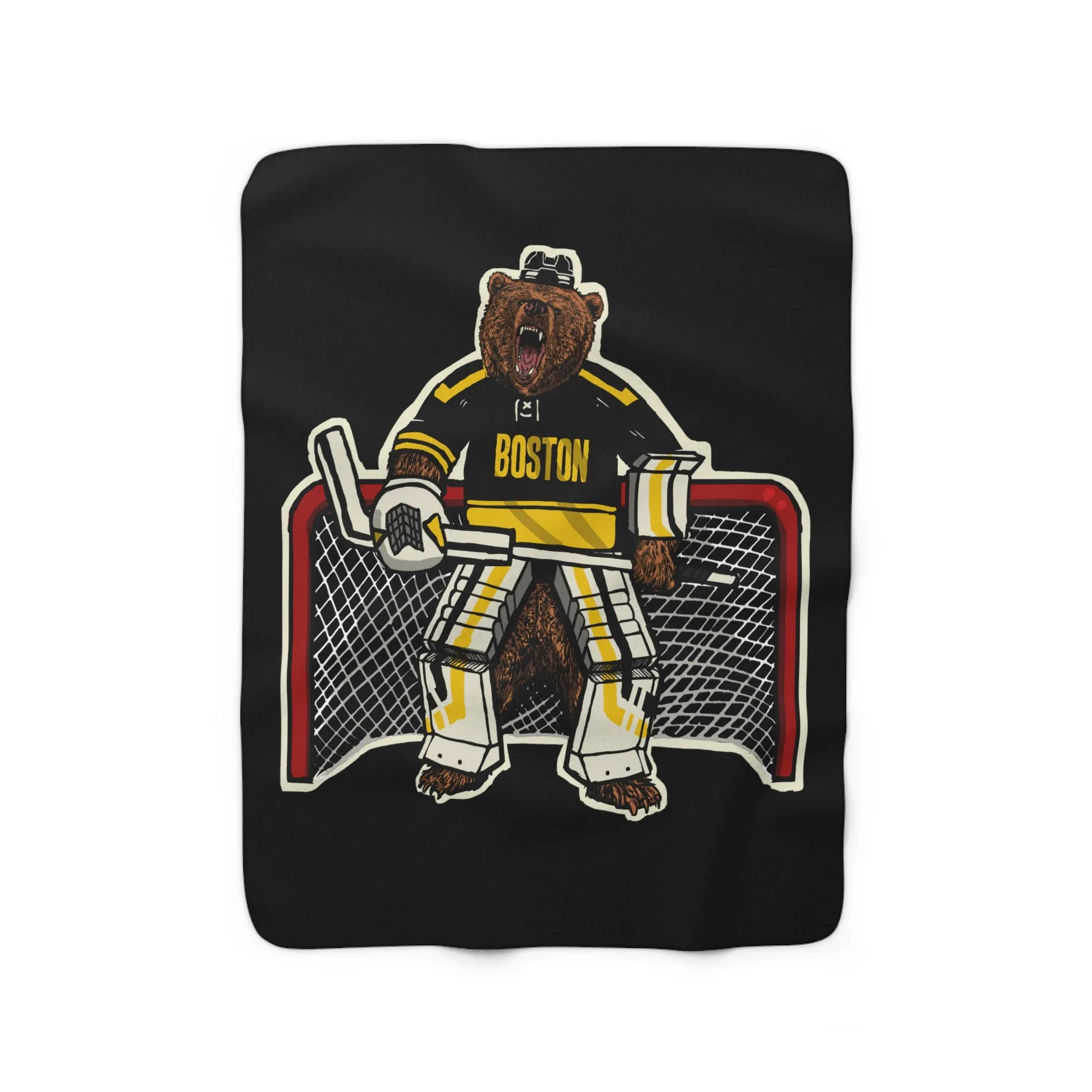 Goalie Bear Sherpa Fleece Blanket