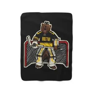 Goalie Bear Sherpa Fleece Blanket