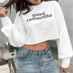 Going Commando - Long Sleeve Crop Top