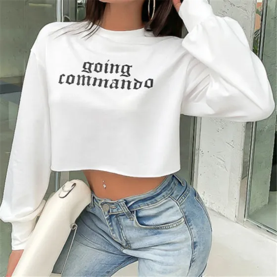 Going Commando - Long Sleeve Crop Top