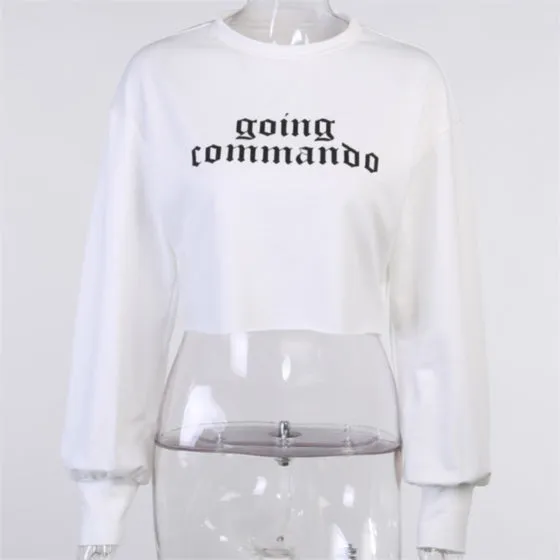 Going Commando - Long Sleeve Crop Top