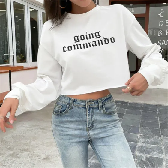 Going Commando - Long Sleeve Crop Top