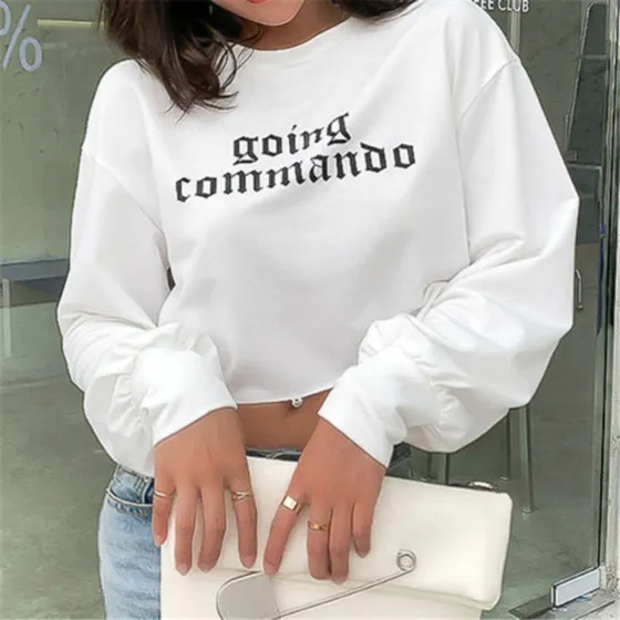 Going Commando - Long Sleeve Crop Top