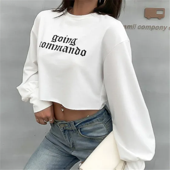 Going Commando - Long Sleeve Crop Top