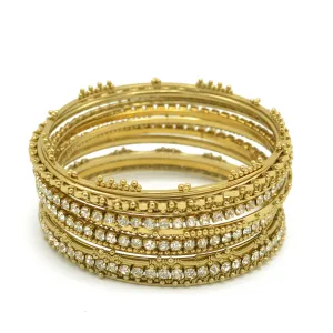 Gold and Crystal 11 Peace Bangle set#KB41609_GOLD (UF9)(MD2)