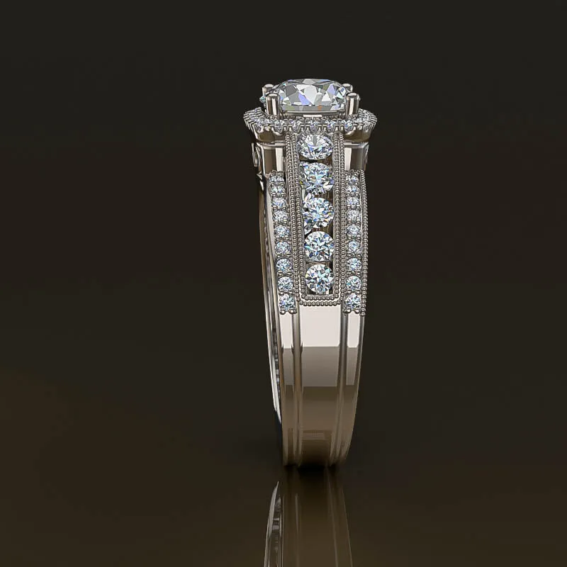 Gold Halo Engagement Ring in 1.2ct Round Diamond - 02US25C
