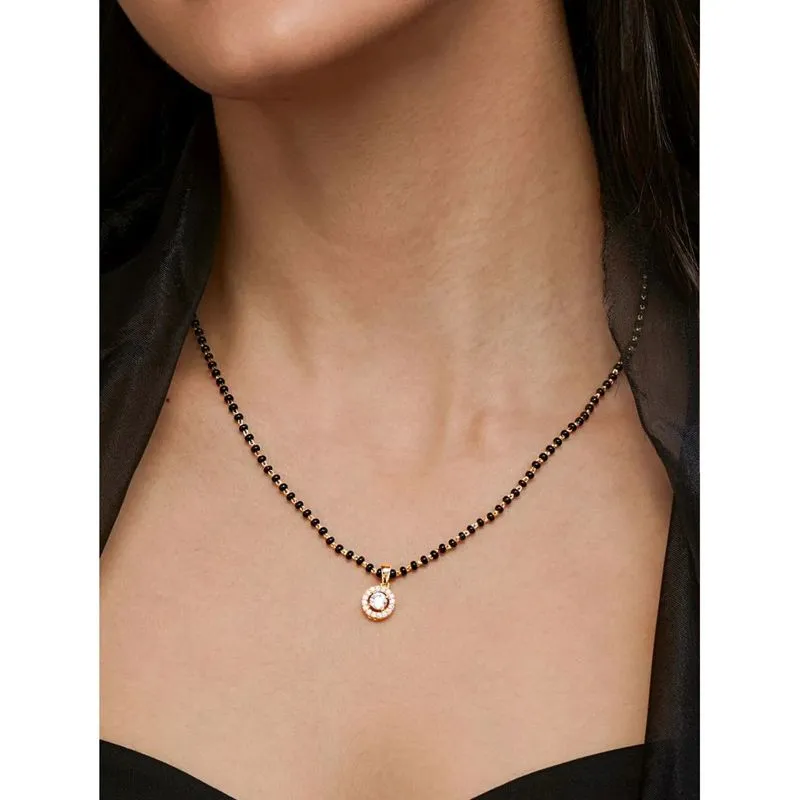 Gold Plated Premium Quality Mangal Sutra With White Zircon Stones