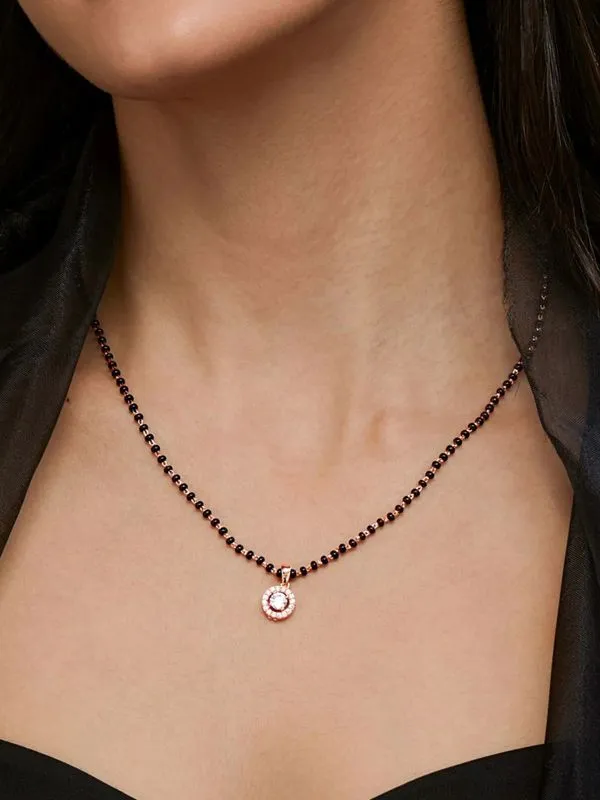 Gold Plated Premium Quality Mangal Sutra With White Zircon Stones