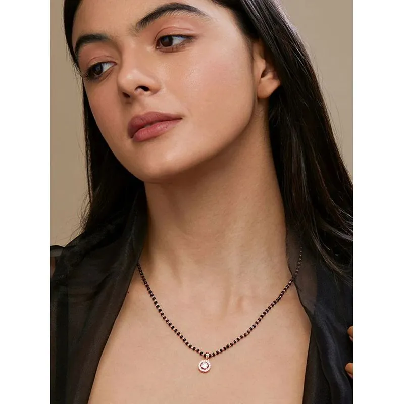 Gold Plated Premium Quality Mangal Sutra With White Zircon Stones