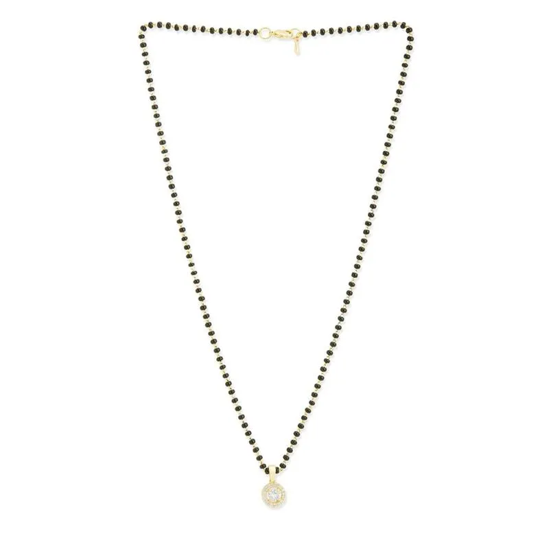 Gold Plated Premium Quality Mangal Sutra With White Zircon Stones