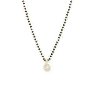 Gold Plated Premium Quality Mangal Sutra With White Zircon Stones