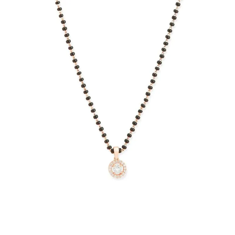 Gold Plated Premium Quality Mangal Sutra With White Zircon Stones