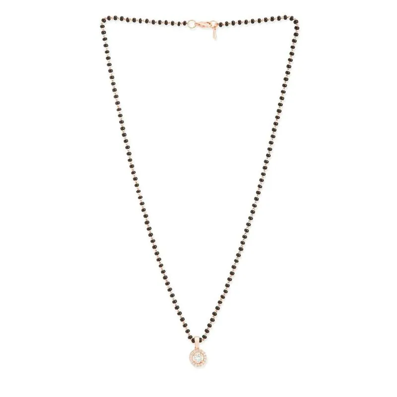Gold Plated Premium Quality Mangal Sutra With White Zircon Stones