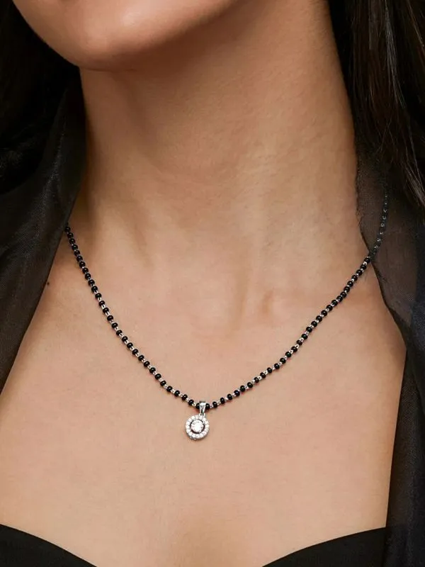 Gold Plated Premium Quality Mangal Sutra With White Zircon Stones