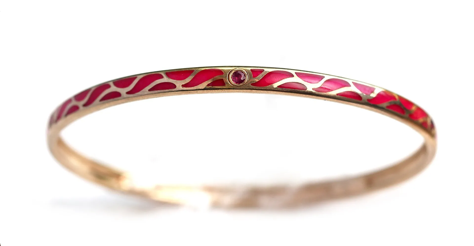 Great Wave - Ruby gold bangles for women