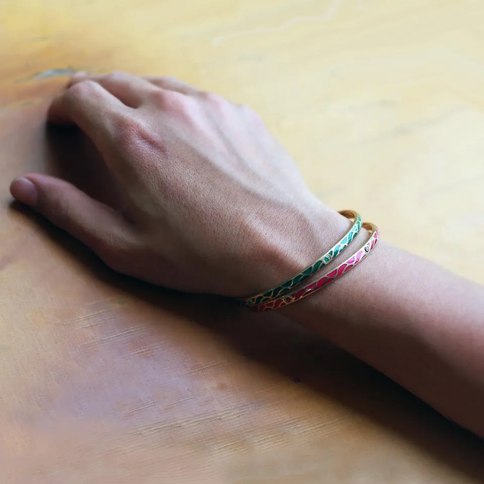 Great Wave - Ruby gold bangles for women