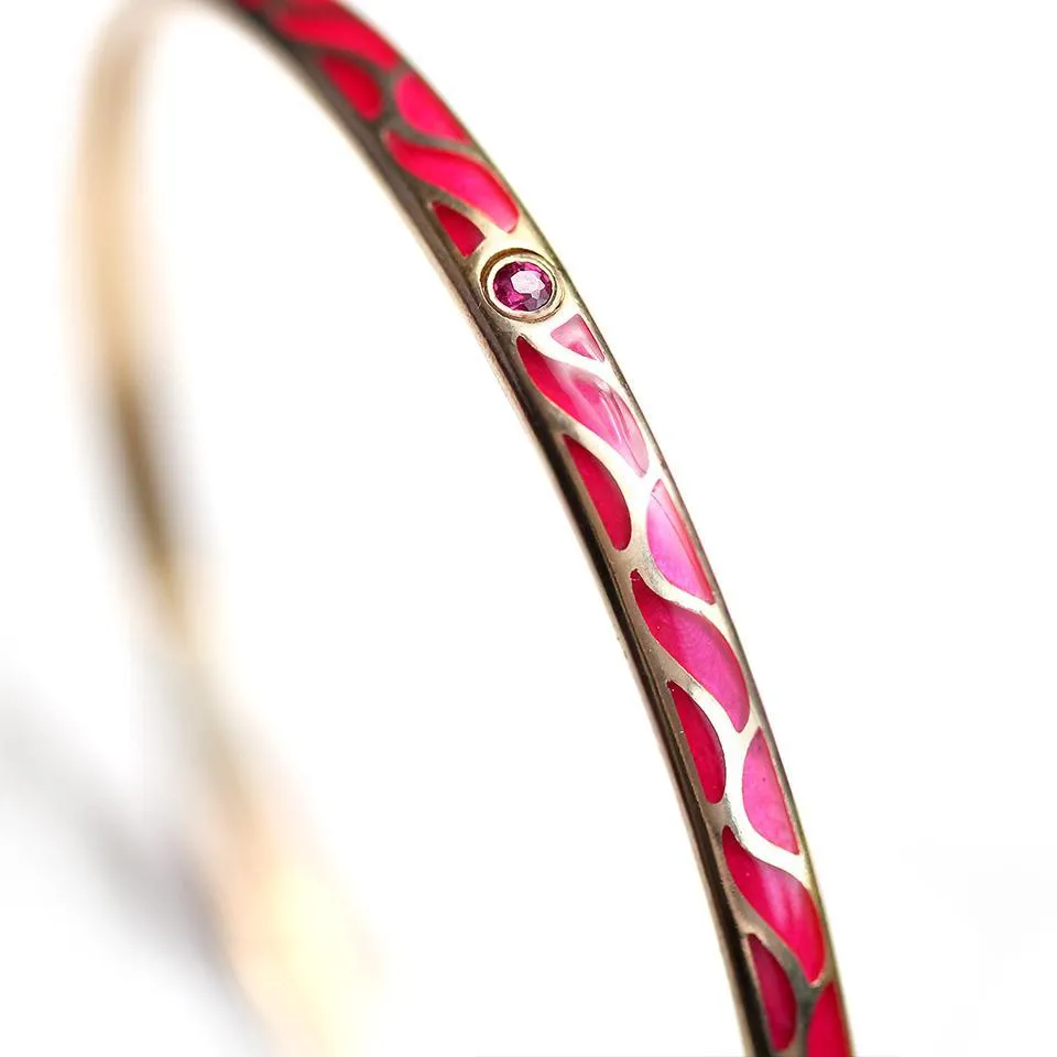 Great Wave - Ruby gold bangles for women