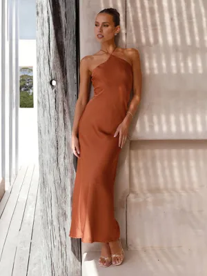 Halterneck Maxi Dress with Backless Design