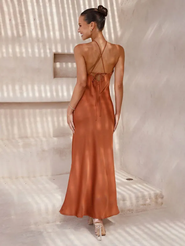 Halterneck Maxi Dress with Backless Design