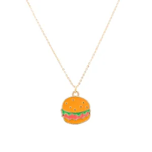 Hamburger Enamel Charm Necklace Children's Jewelry