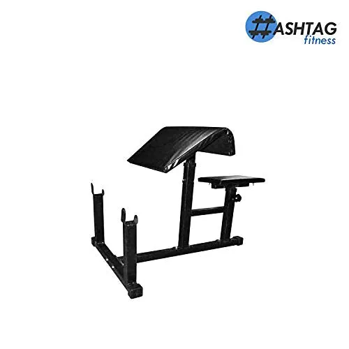 Hashtag Fitness 20 In 1 Home Gym Equipment 60 Kg With Preacher Flat Bench Home Gym Set, Black (PVC)