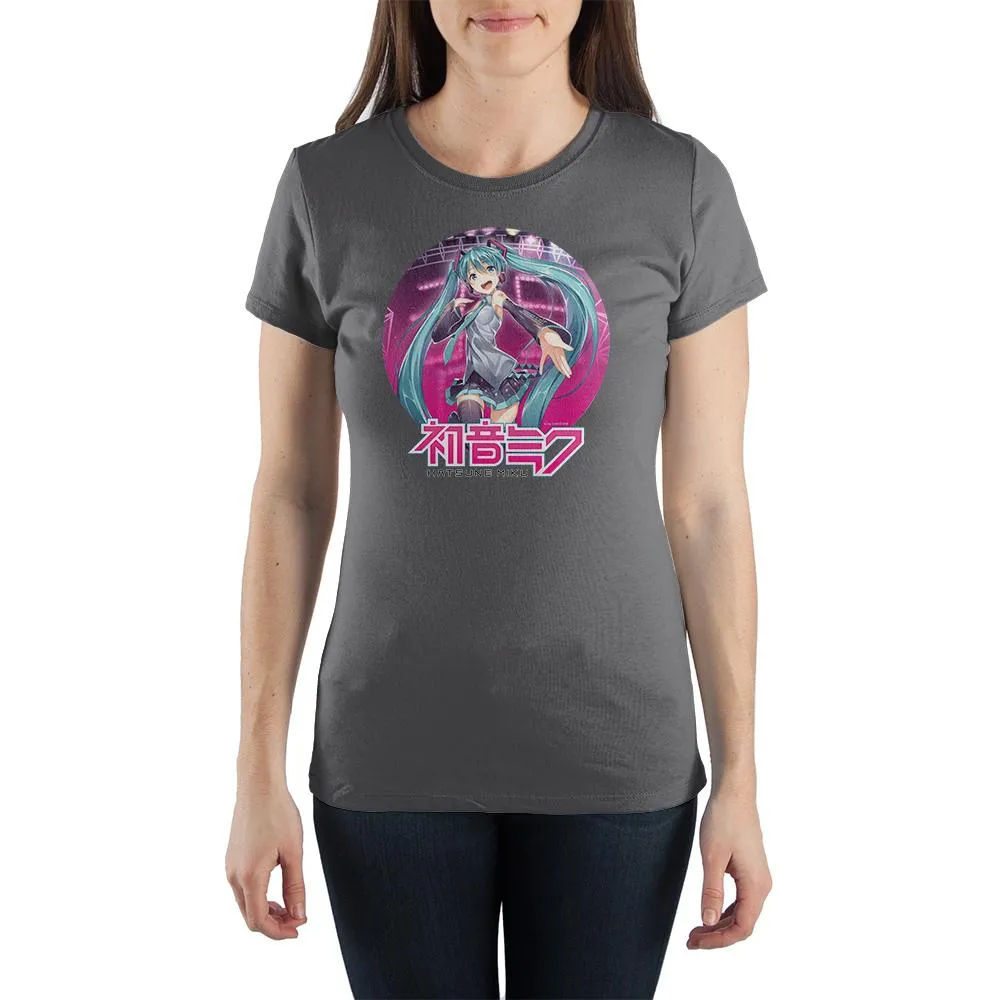 Hatsune Miku Anime Apparel Girls Grey Shirt