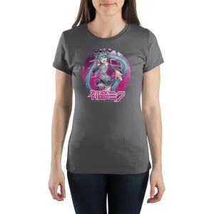 Hatsune Miku Anime Apparel Girls Grey Shirt